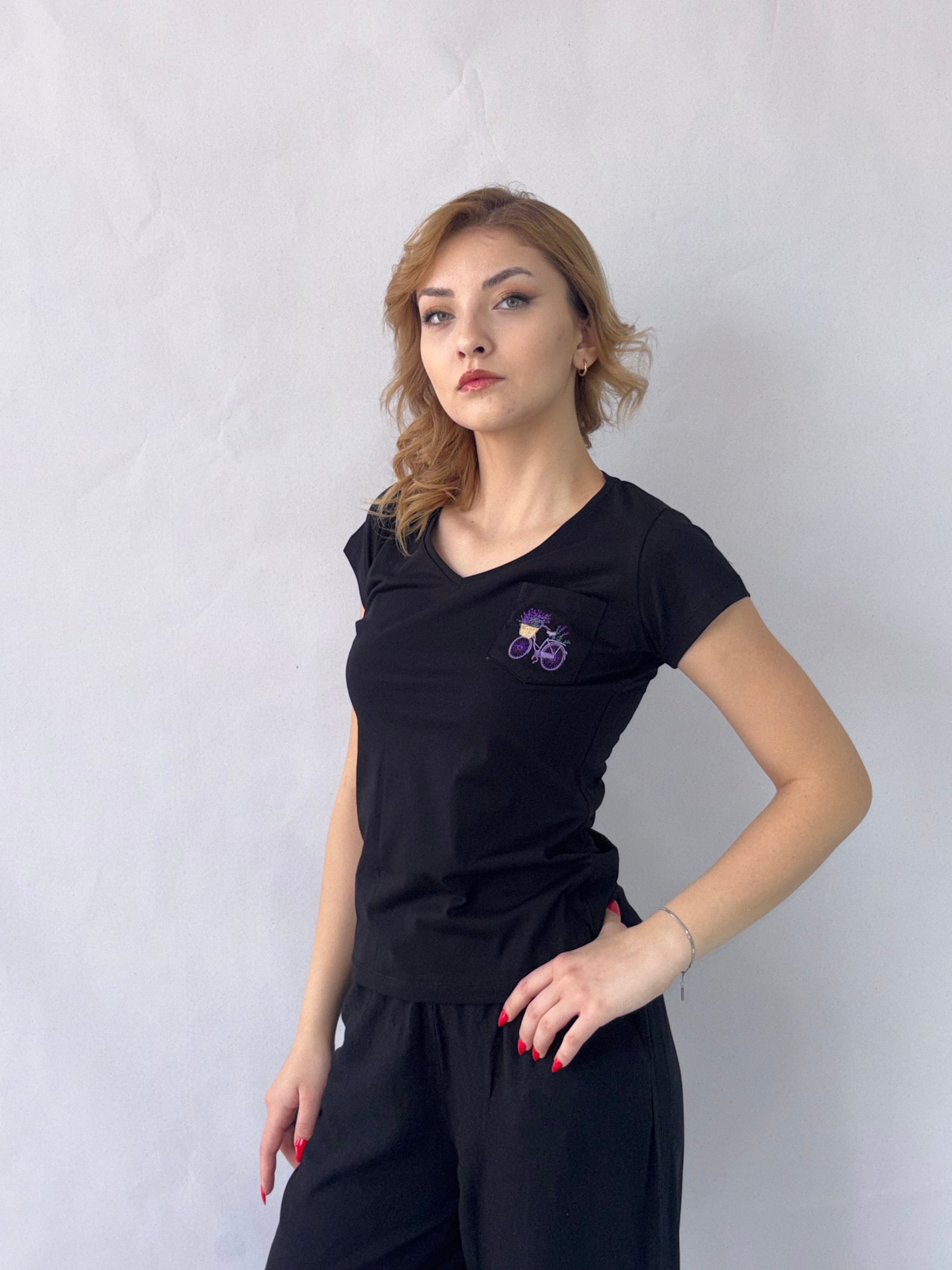 Bisiklet Nakış Tişört Siyah